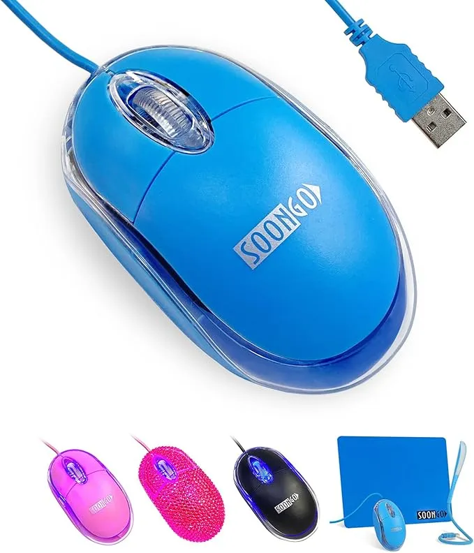 Kids Mouse for Laptop USB Ergonomic Optical Mouse Blue Color 1.5M Cable SG-511B