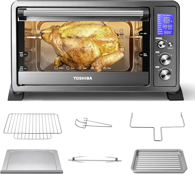 AC25CEW-BS Large 6-Slice Convection Toaster Oven Countertop