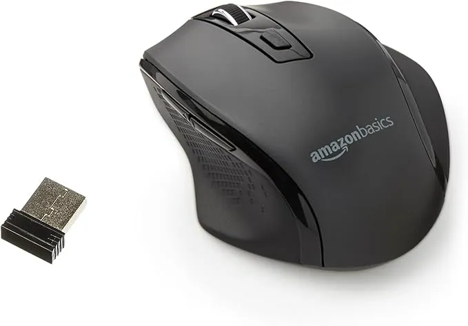 Computer Mouse Wireless, Ergonomic, 2.4 GHz Optical, DPI Adjustable, Compatible With PC, Mac, Laptop, Black