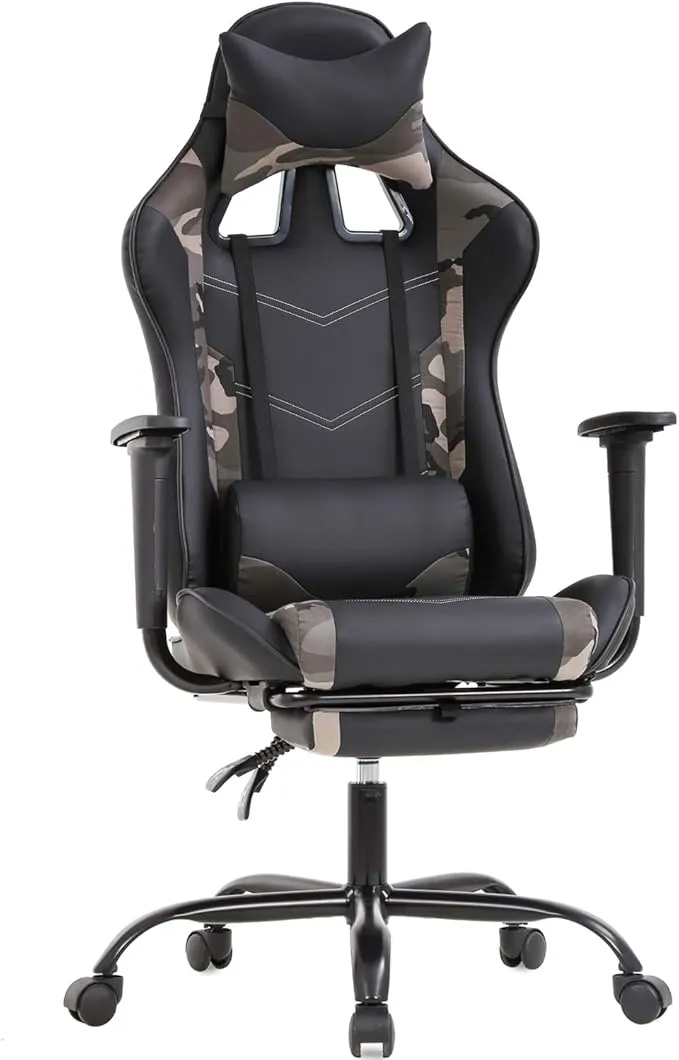 Ergonomic Office Chair PC Gaming Chair PU Leather Executive Rolling Swivel Chair Computer Lumbar Support
