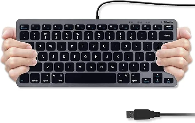 Small USB Wired Keyboard for Mac and Windows - 78 Scissor Keys, 13 Shortcut Compatible Apple Keyboard - Mini Compact USB Computer Keyboard That Saves Space and Looks Great - Space Grey