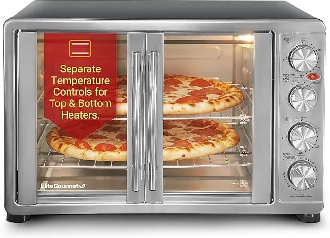 Elite Gourmet ETO-4510M French Door 47.5Qt, 18-Slice Convection Oven