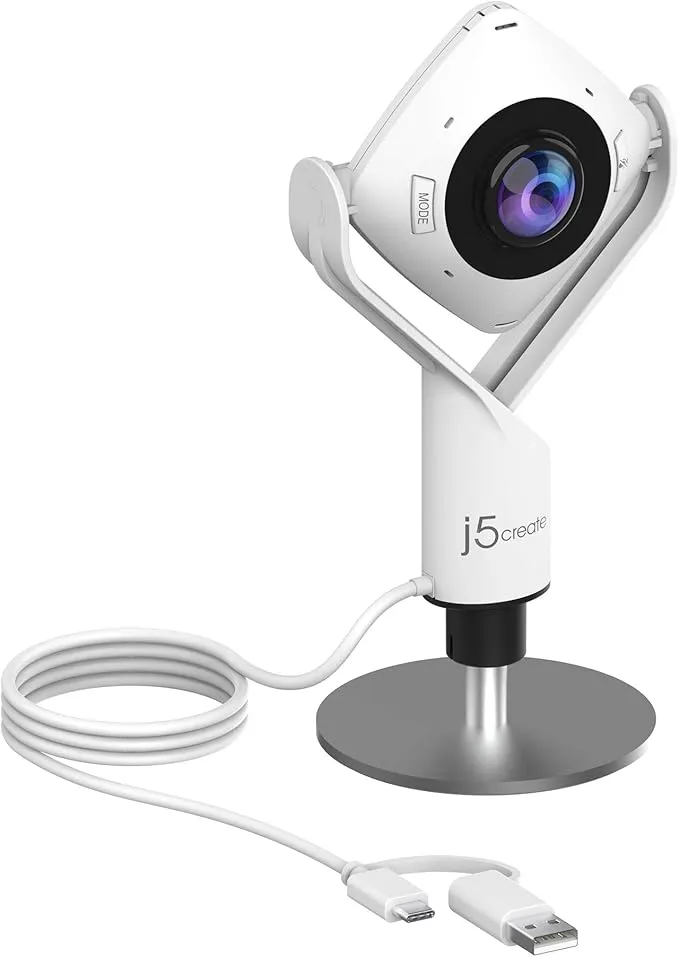 360 Degree All Around Meeting Webcam - 1080P HD Video Conference Camera with High Fidelity Microphone, USB-C (JVCU360)