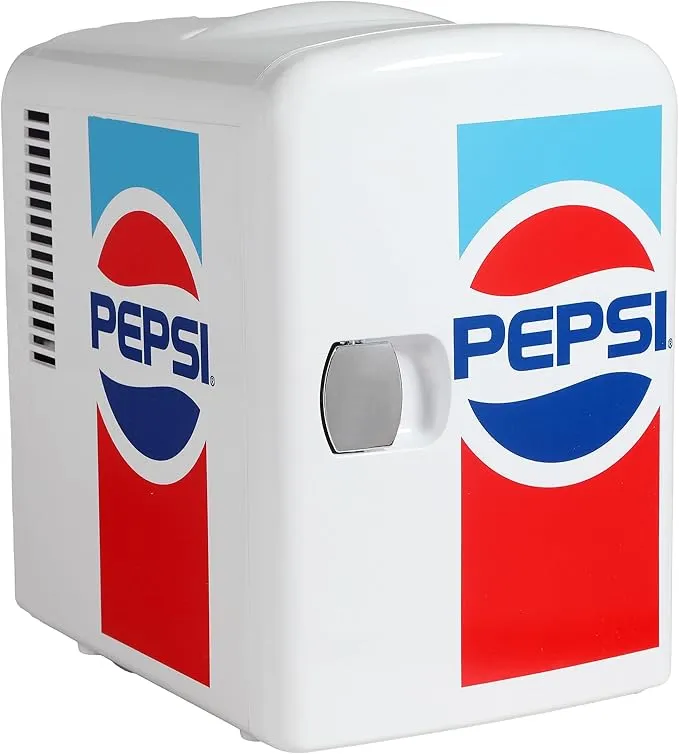 MIS138PEP Pepsi Retro Logo, Mini Portable Compact Personal Fridge Cooler, 4 Liter Capacity Chills Six 12 oz Cans