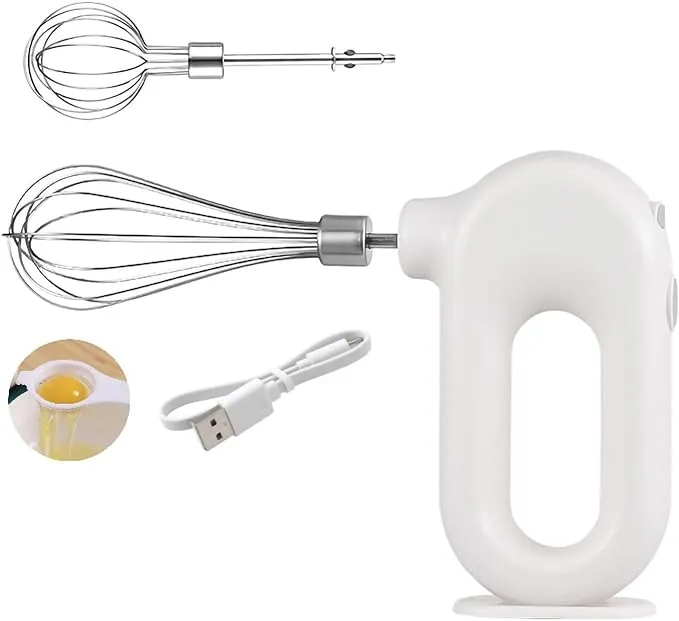 Cordless Hand Mixer Electric Handheld Mini Egg Beater 4 Speed Adjustable Mini