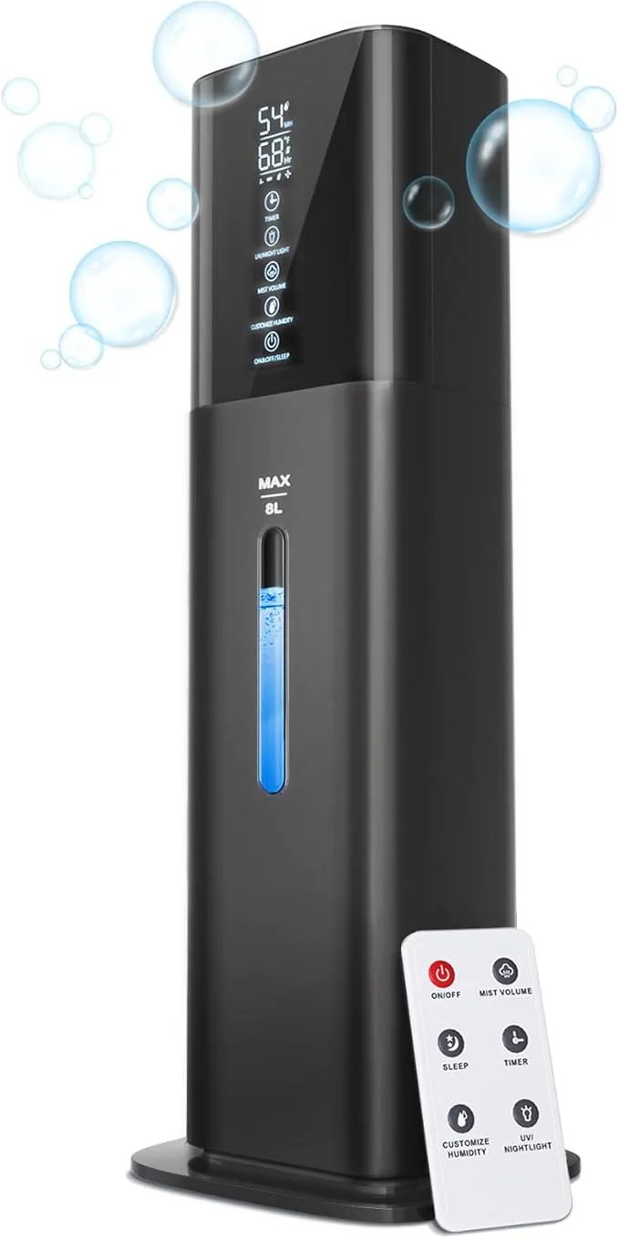 Humidifiers for Bedroom, 2.11Gal 8L Quiet Humidifiers for Large Room with Timer