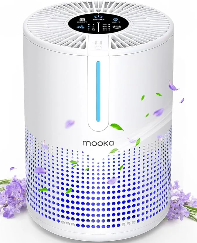 Air Purifiers for Bedroom Home 430 Sq.Ft, MOOKA H13 HEPA Filter Small Portable Air Purifier with USB Cable Fragrance Sponge for Smokers Pollen Pets Dust Odors, Desktop Air Cleaner for Car RV, M01