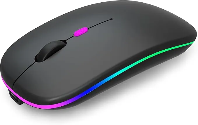 Wireless Bluetooth Mouse Rechargeable Laptop Mice with LED Use Portable(BT5.2 and USB 2.4G)