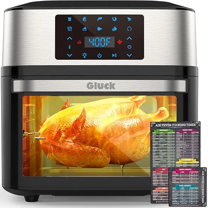 Air Fryer Oven Large 20 QT, 10-in-1 Toaster Oven Air Fryer Combo with Window for Family, Airfryer Oven with Rotisserie, 3 Dehydrating Racks, ETL Certified GL-AF009