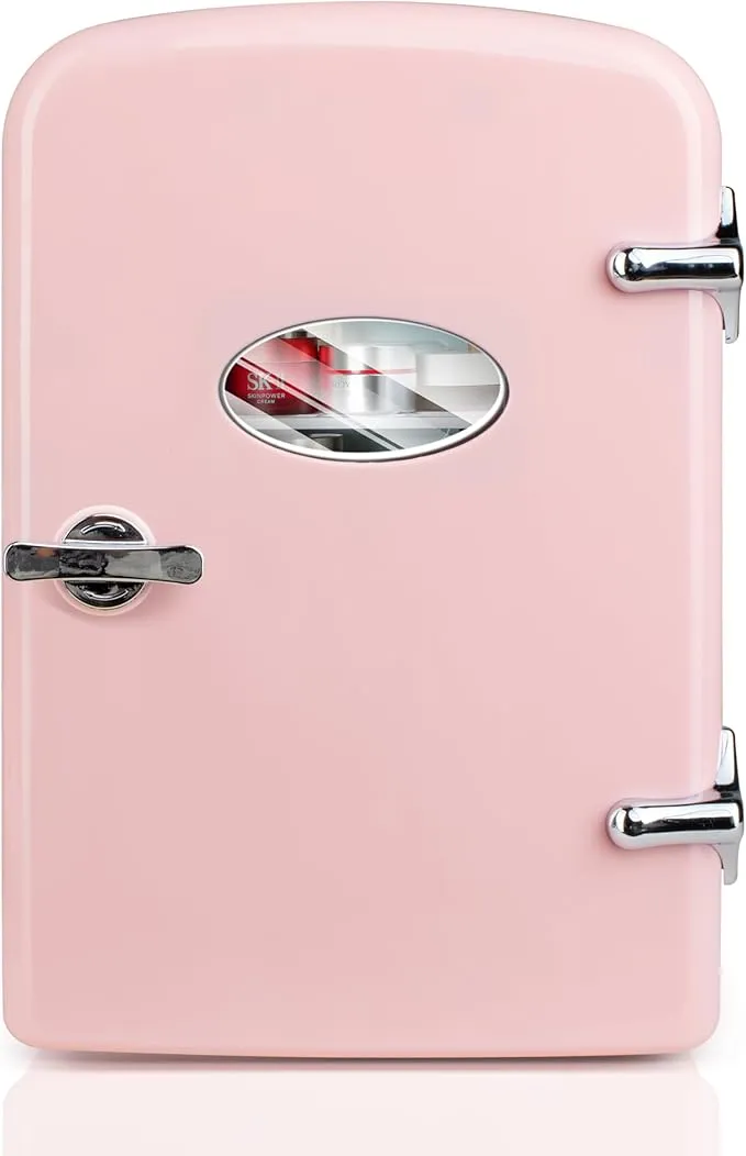 Mini Fridge with Observation 4-Liter Six 12 oz Cans Portable Warmer & Cooler Compact Refrigerator, 100% Eco Friendly and Freon-Free, 4L with window