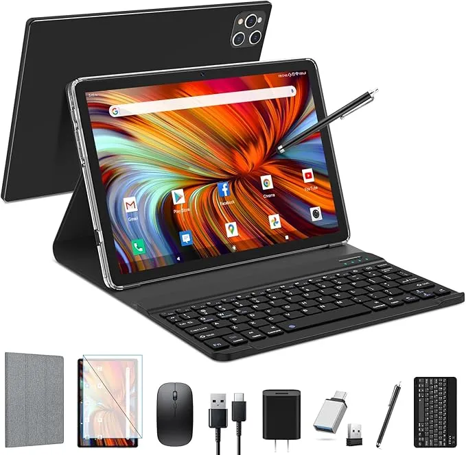 Android 14 Tablet 2025 Latest 10 inch Tablet with Keyboard