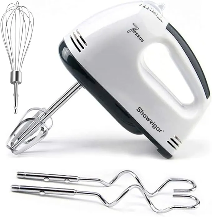 Handmixer Electric Handheld - 7 Speed Portable Kitchen Mixer Electric with 5 Stainless Steel Accessories Whisk, Food Beater for Whipping Mixing Cookies Cakes Eggs Dough 133