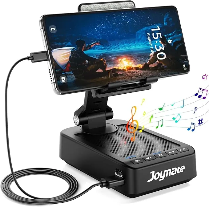 Phone Stand with Bluetooth Speaker and Charging Function 360° Rotable Angel Adjustable Cell Phone Holder with HD Stereo Sound