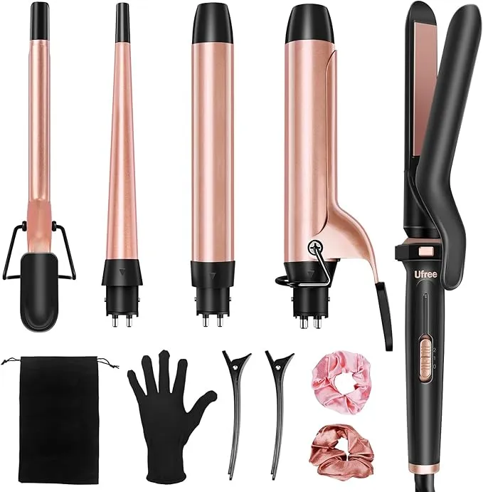 5 in 1 Curling Iron with Interchangeable Ceramic Barrels