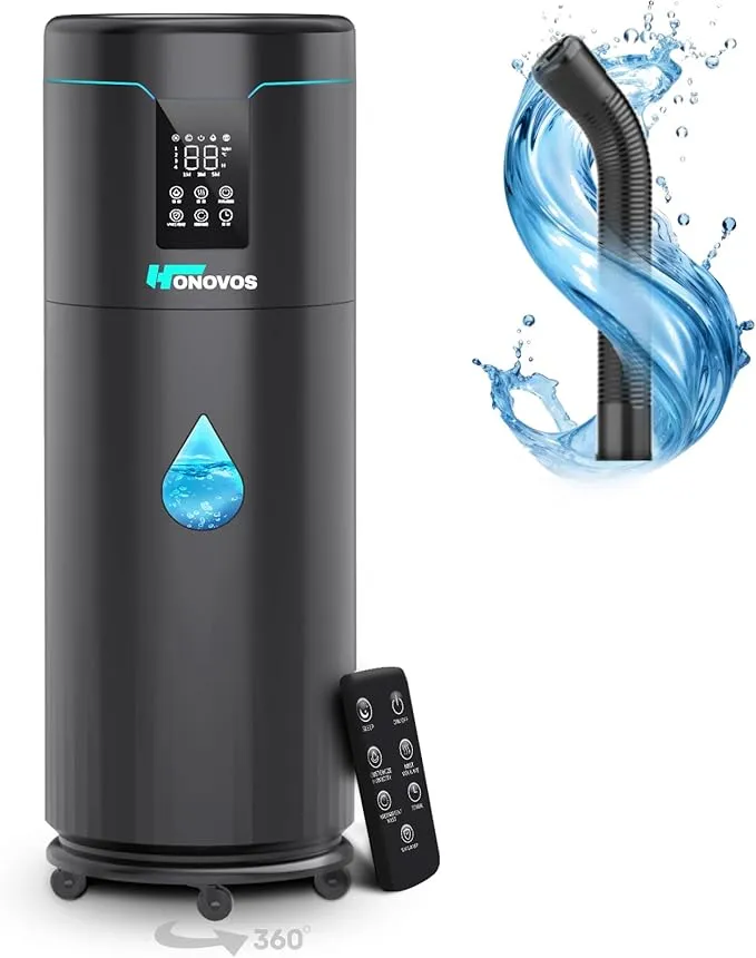 Humidifiers for Large Room Home Bedroom 2000 sq.ft. 17L/4.5Gal Large Humidifier with Extension Tube & 4 Speed Mist,Top Fill Wholehouse Humidifier with 360°Nozzle for Plant Commercial Greenhouse(Black) JX-919B