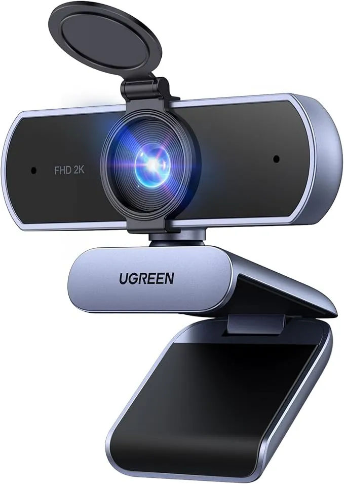 2K Webcam for PC Ultra HD 1080P Computer Webcam with Microphone, PC Camera with Privacy Cover, USB Web Camera for Streaming, Conference, Video Calling, Zoom, Skype, Teams, FaceTime, Grey