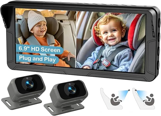 Dual Baby Car Camera for 2 Kids F10