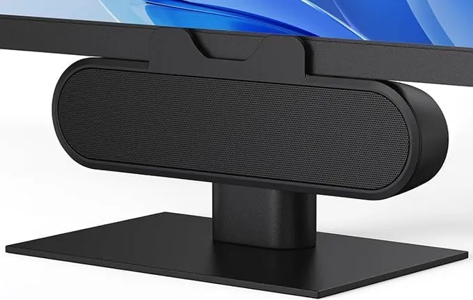 Monitor Speakers, Computer Speakers for Desktop PC, USB Speaker with Integrated USB A Type C Connector, Easily Clamp to Monitors, 10W
