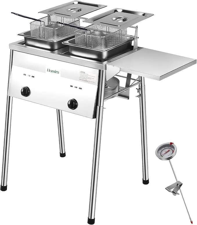 Stainless Steel Two-Tank Propane Deep Fryer