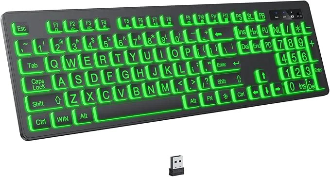 Large Print Backlit Wireless Keyboard