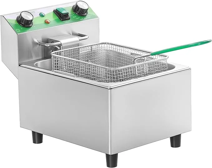 Electric Deep Fryer with Timer 10L/10.6QT Commercial Deep Fryer with Basket and Lid