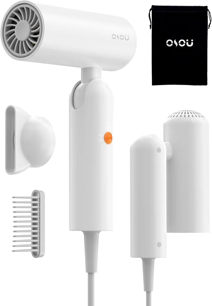 Travel Hair Dryer, Dual Voltage with Auto-Sensing, 1B Plasma Particles