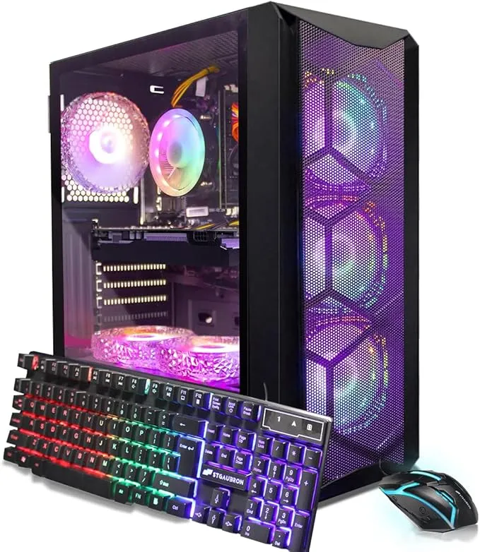 Gaming PC Computer Desktop, Intel Core i7 8th Gen up to 4.1G, GeForce RTX 3050 6G, 16G DDR4, 512G SSD, WiFi 6, BT 5.2, RGB Fan x6, Windows 11 Home