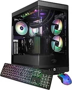 Y40 PRO Black Gaming PC Desktop Computer AMD Ryzen 9 7900X CPU, NVIDIA GeForce RTX 5070Ti 16GB GPU, 32GB DDR5 RGB 5200MHz RAM, 2TB NVMe SSD, Windows 11 Home, Keyboard, Mouse - Y40BA9N57T01