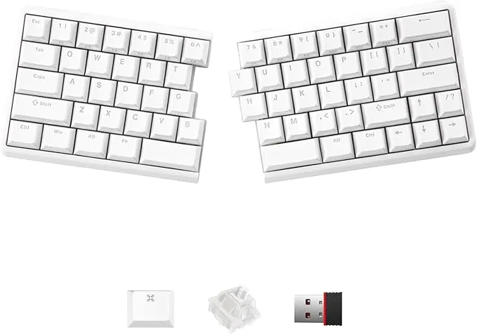 Lite: Wireless Ergonomic Split Mechanical Keyboard Hot Swappable, Compact 60% Layout, PBT Keycaps Programmable for Mac & Windows