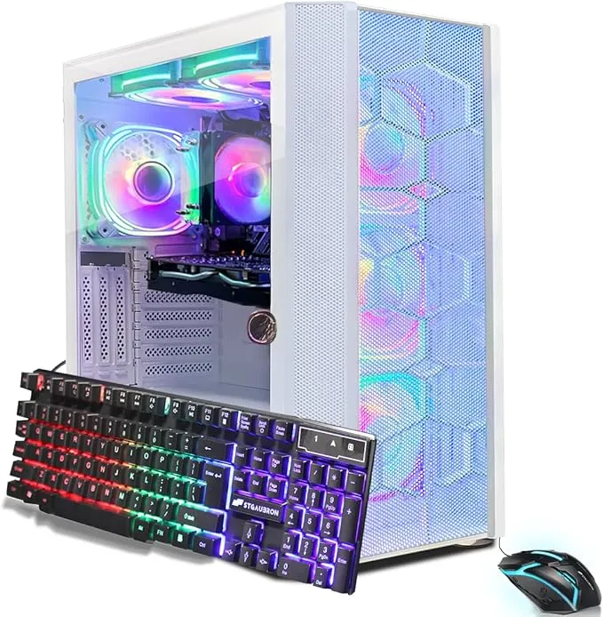 Gaming PC Computer Desktop, AMD Ryzen 5 5500 up to 4.2GHz, GeForce RTX 2060 Super 8G,16G DDR4, 1T SSD, WiFi 6 5G & BT 5.2, RGB Fan x6, Windows 11 Home