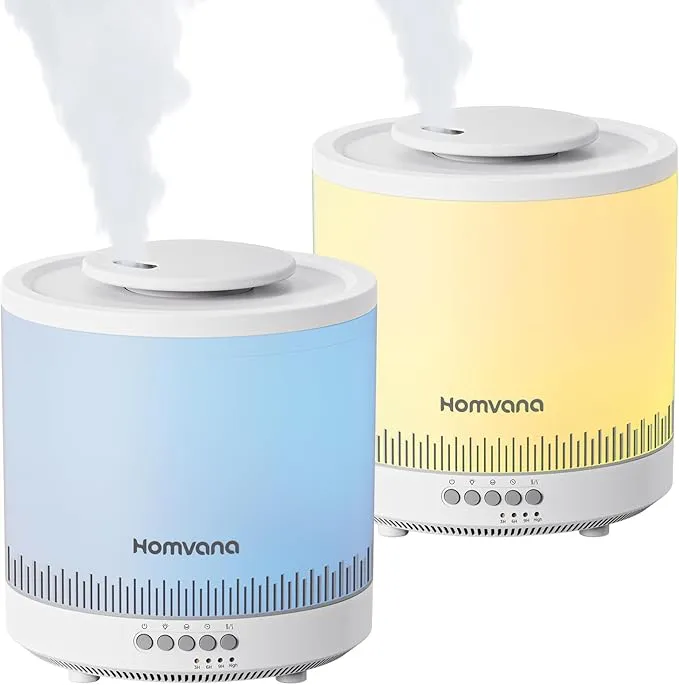 Small Humidifiers for Bedroom - 2 Packs 1.8L Cool Mist Top Fill Humidifier for Baby Nursery