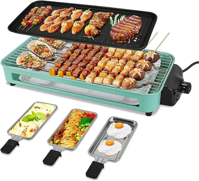 1500W Electric Indoor Grill, 2 in 1 Smokeless Indoor Grills
