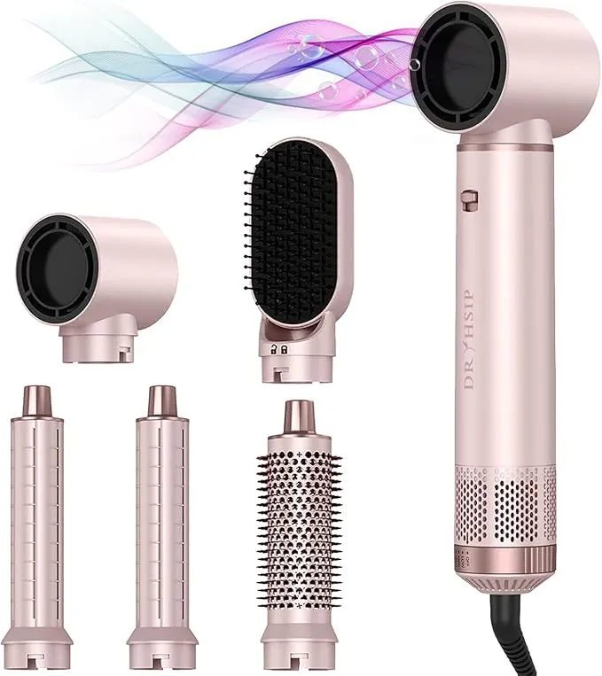 5 in 1 Hot Air Brush - Blow Dryer Brush & Air Curling Wrap Styler with Negative Ion Technology
