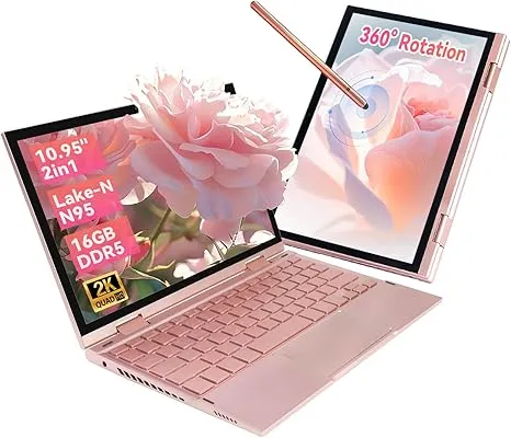 10.95" 2K Touchscreen Laptop, Celeron N95, 16GB DDR5 RAM, 256GB SSD