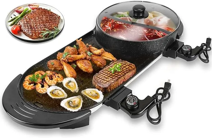 2025 Upgraded 2-In-1 Electric Hot Pot and Grill Combo