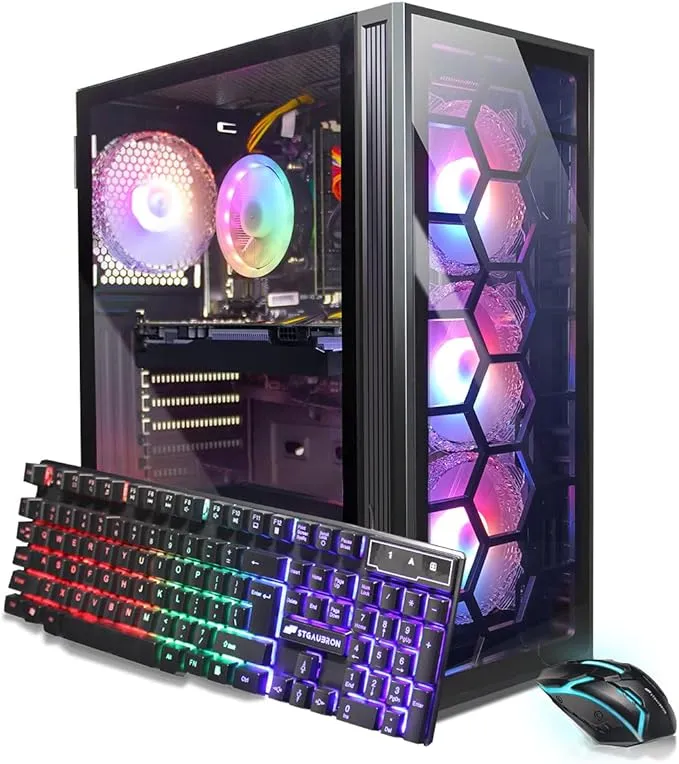 Gaming PC Computer Desktop, Intel Core i7 8th Gen, GeForce RTX 2060 6G, 16G DDR4, 512G SSD, WiFi 6, BT 5.2, RGB Fan x4, Windows 11 Home
