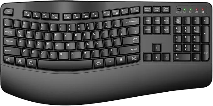 Ergonomic Wireless Keyboard with Wrist Rest, Wave Keys