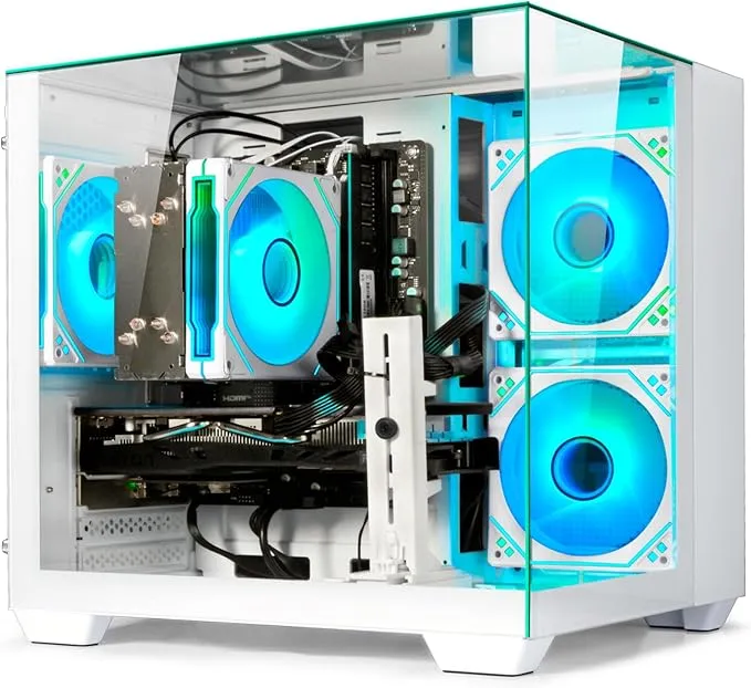 Gaming PC Desktop Ryzen 7 5700X, GeForce RTX 5060, 32G DDR4 RAM, 1TB NVME SSD, Prebuilt Tower Computer
